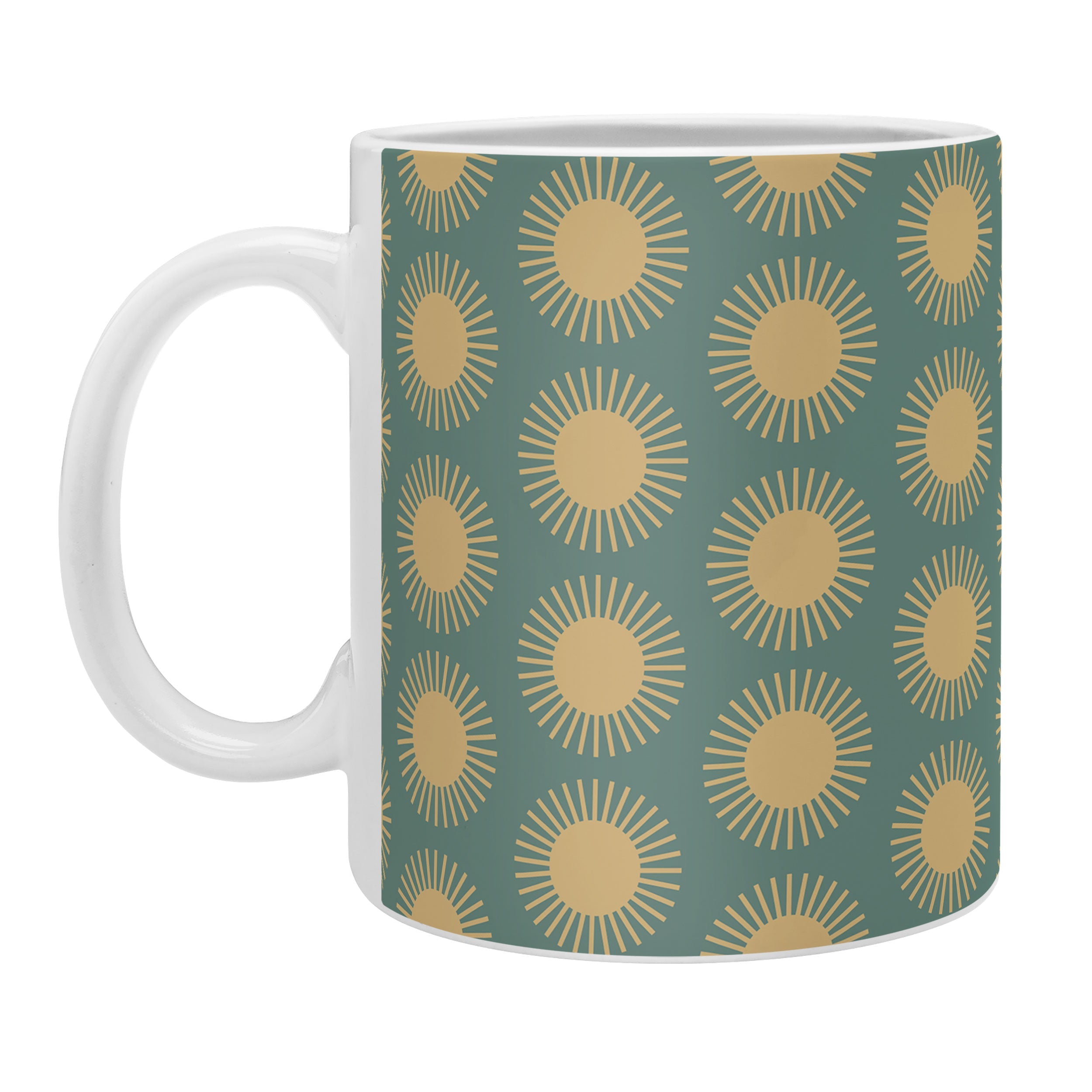 Colour Poems Cheerful Sun Pattern Sage Coffee Mug