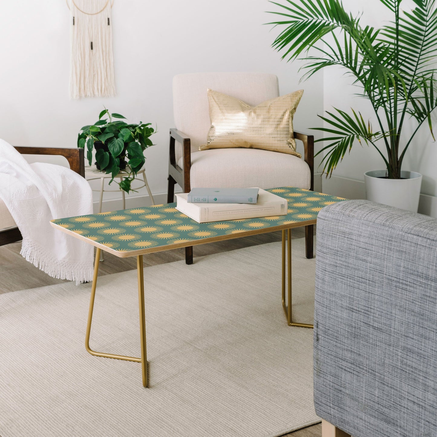 Colour Poems Cheerful Sun Pattern Sage Coffee Table