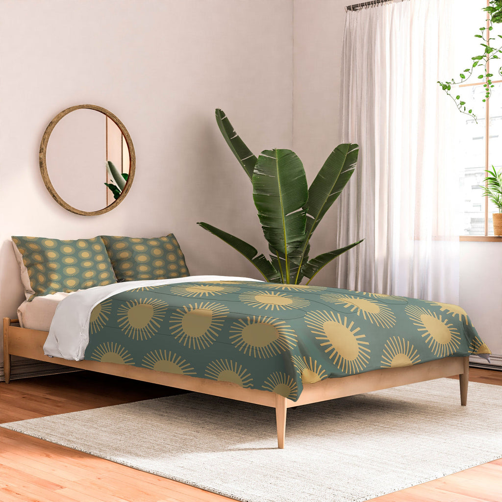 Colour Poems Cheerful Sun Pattern Sage Comforter