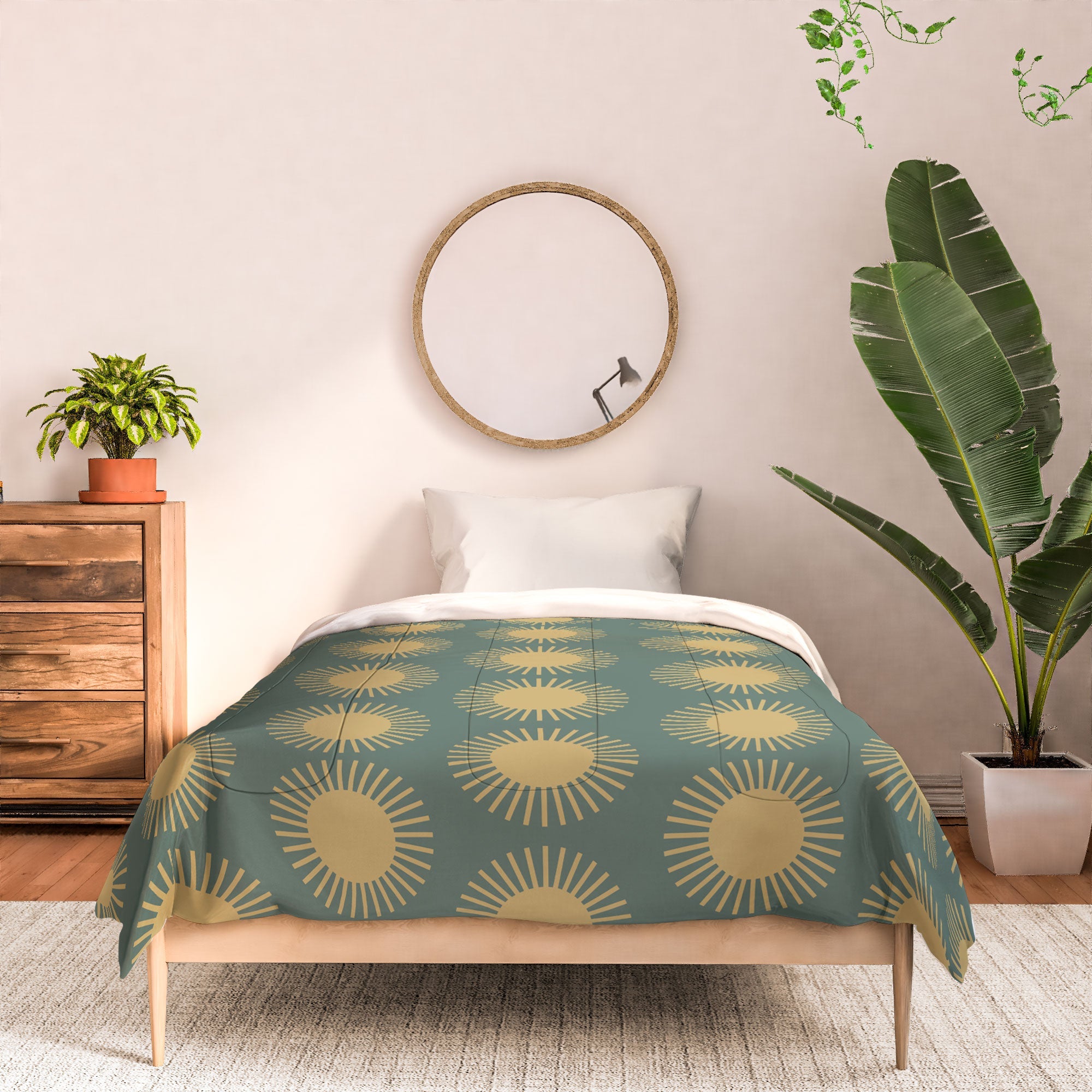 Colour Poems Cheerful Sun Pattern Sage Comforter