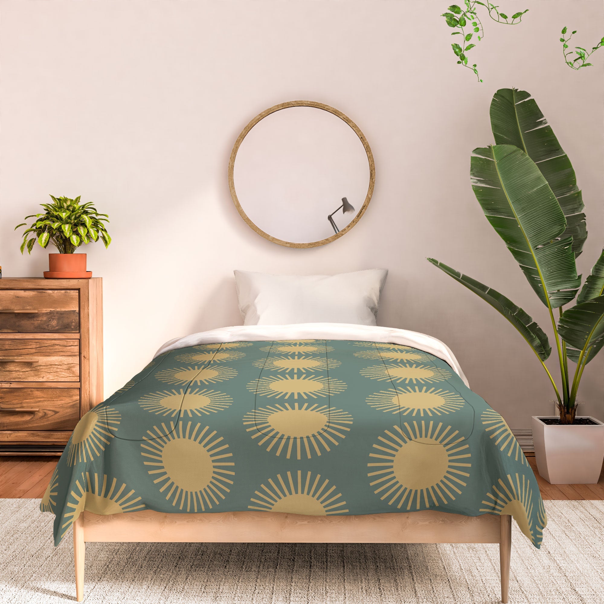 Colour Poems Cheerful Sun Pattern Sage Comforter