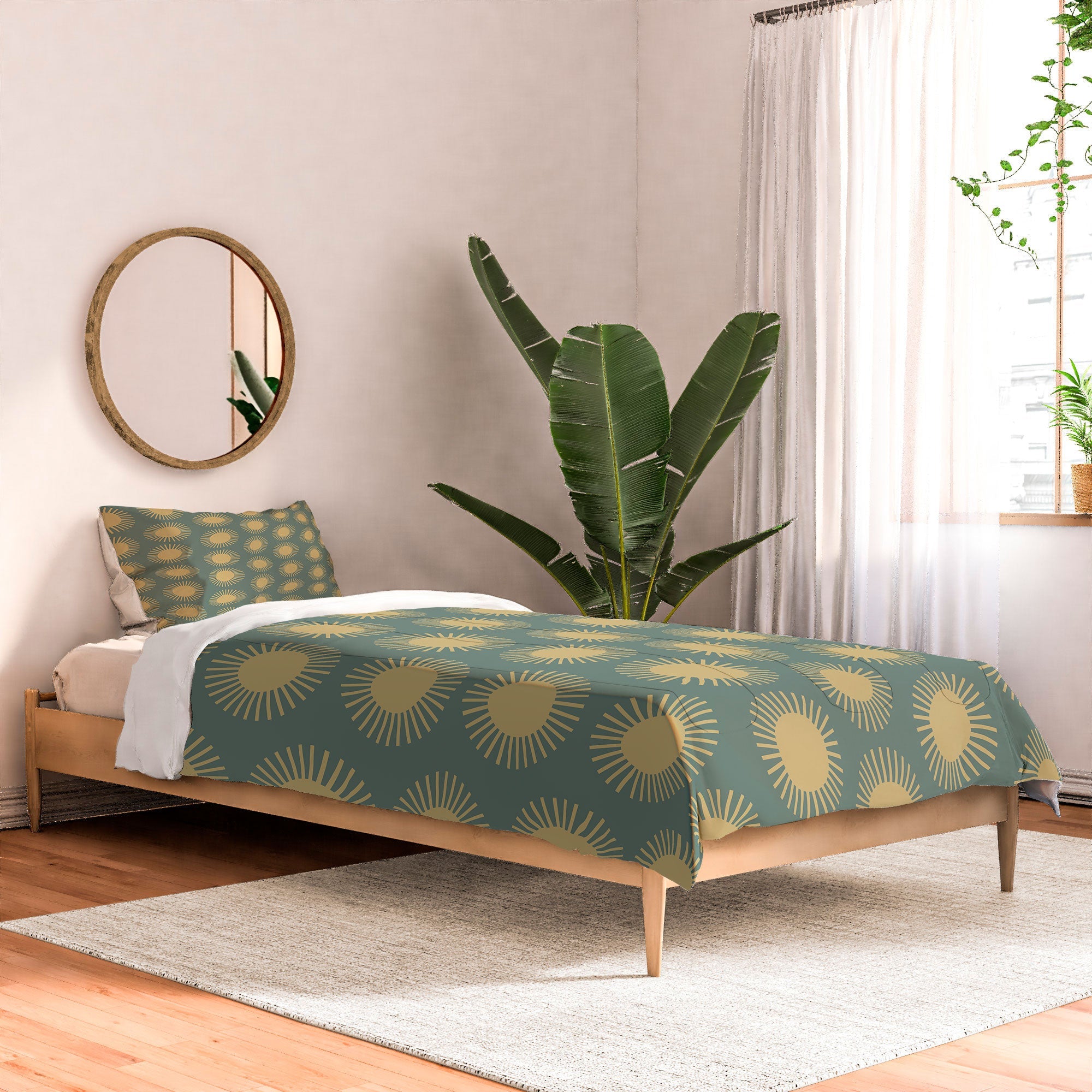 Colour Poems Cheerful Sun Pattern Sage Comforter
