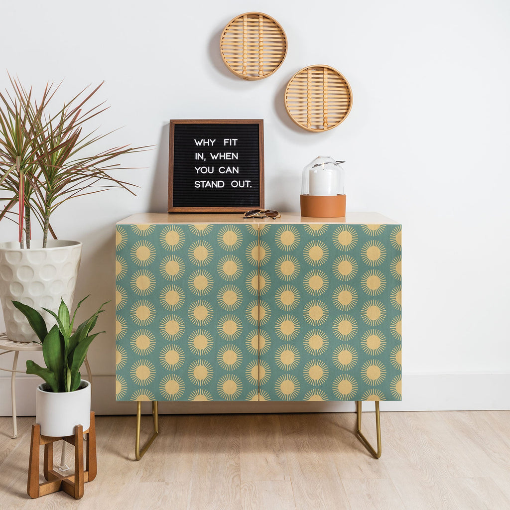 Colour Poems Cheerful Sun Pattern Sage Credenza