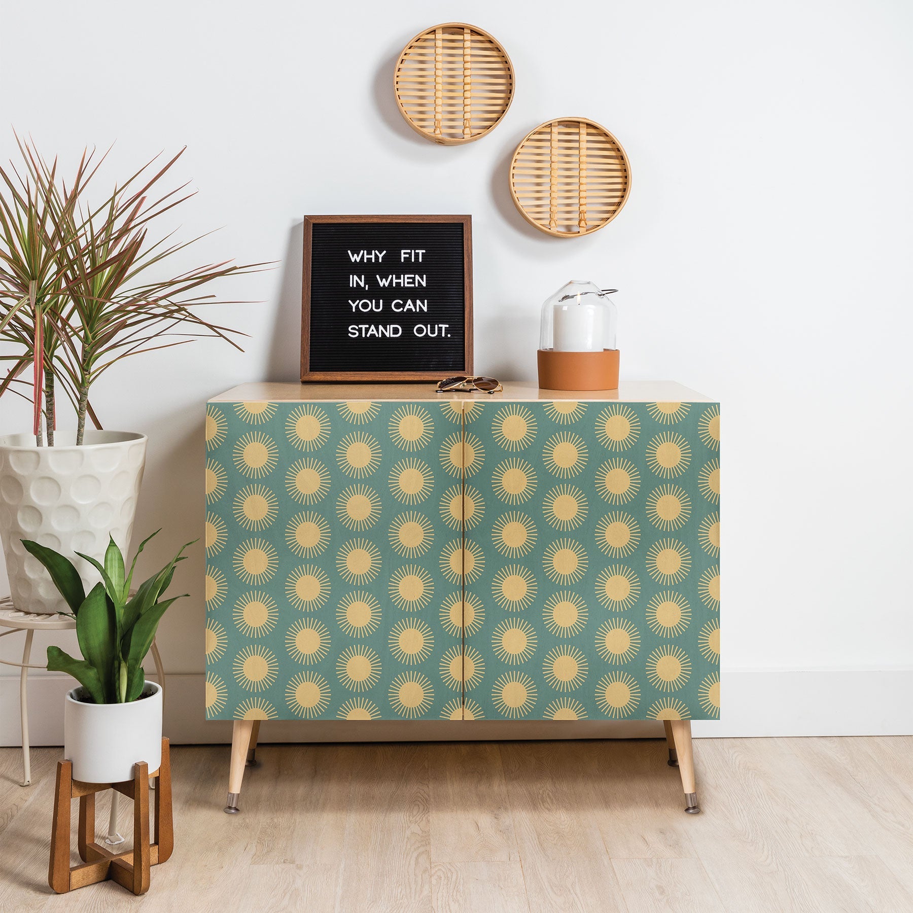 Colour Poems Cheerful Sun Pattern Sage Credenza