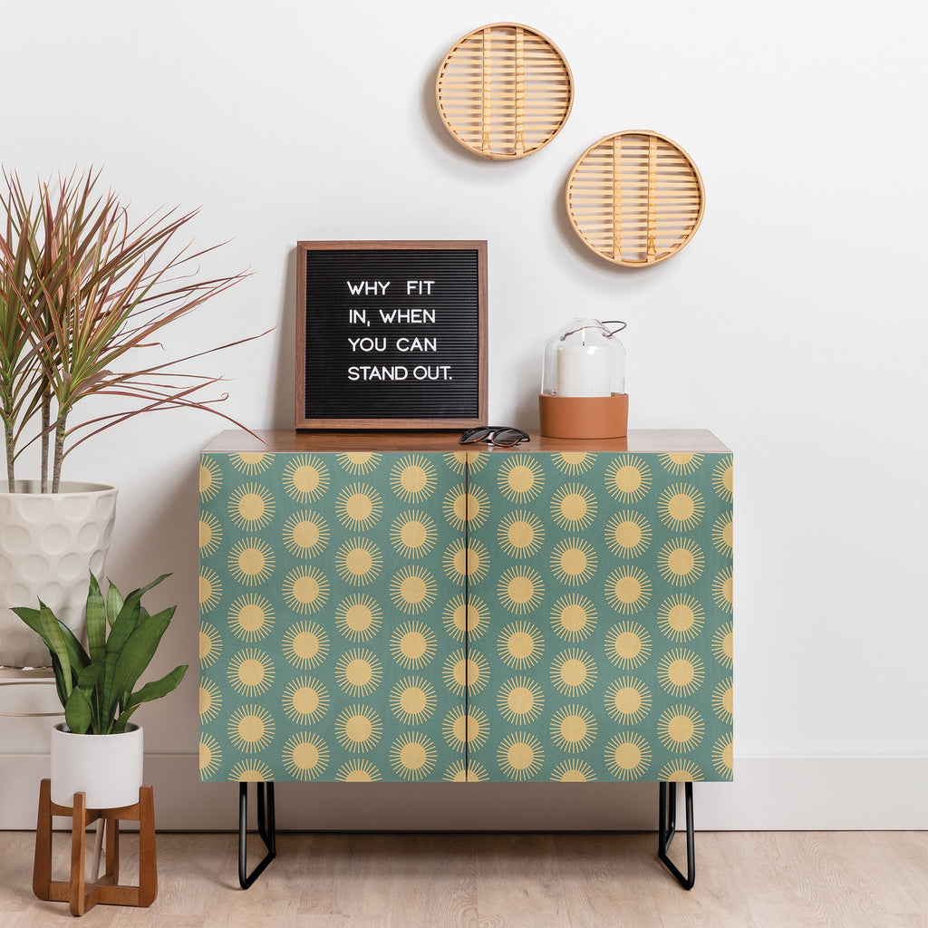 Colour Poems Cheerful Sun Pattern Sage Credenza