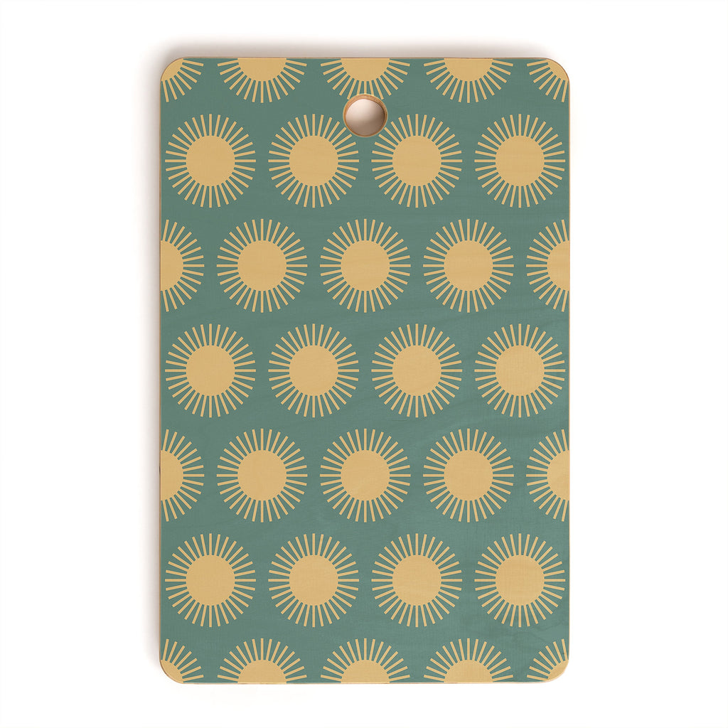 Colour Poems Cheerful Sun Pattern Sage Cutting Board Rectangle