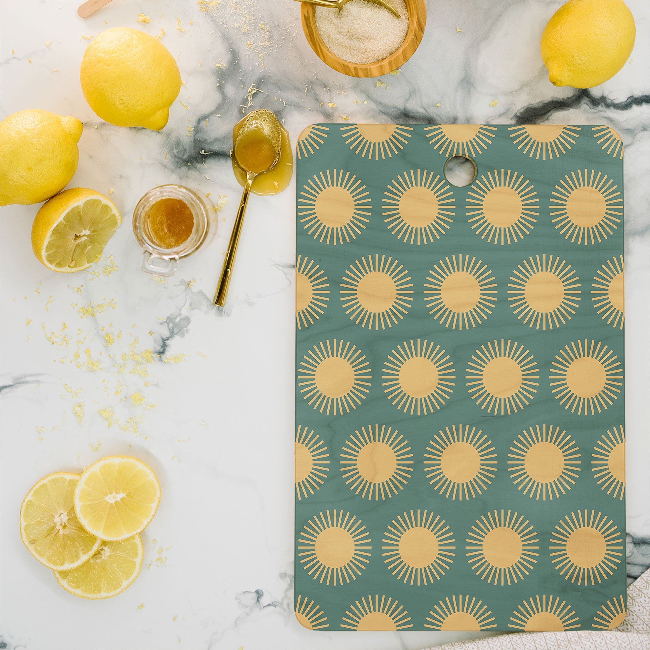 Colour Poems Cheerful Sun Pattern Sage Cutting Board Rectangle