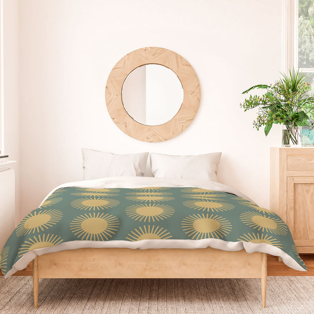 Colour Poems Cheerful Sun Pattern Sage Duvet Cover