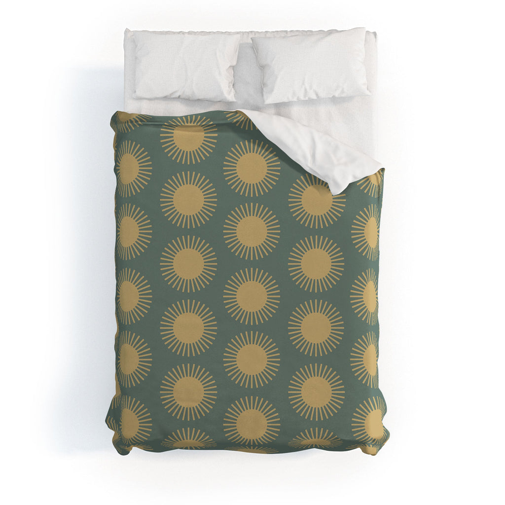Colour Poems Cheerful Sun Pattern Sage Duvet Cover