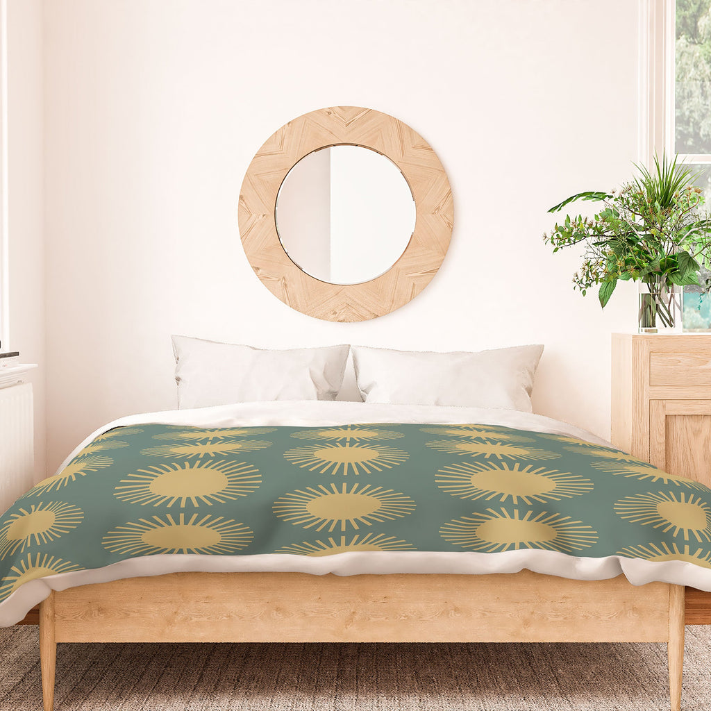 Colour Poems Cheerful Sun Pattern Sage Duvet Cover