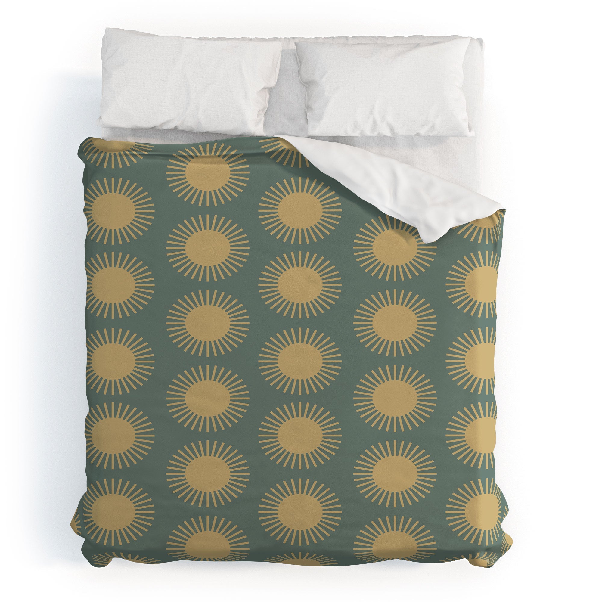 Colour Poems Cheerful Sun Pattern Sage Duvet Cover