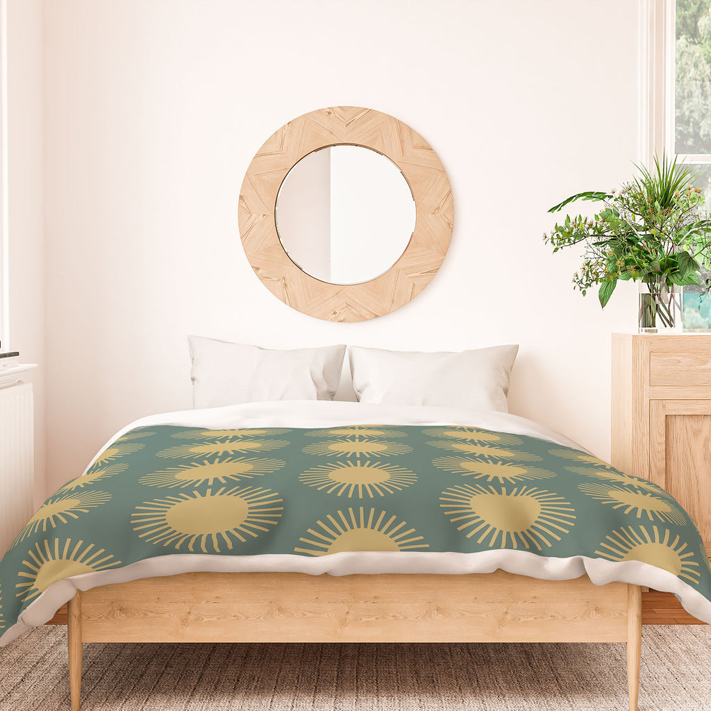 Colour Poems Cheerful Sun Pattern Sage Duvet Cover