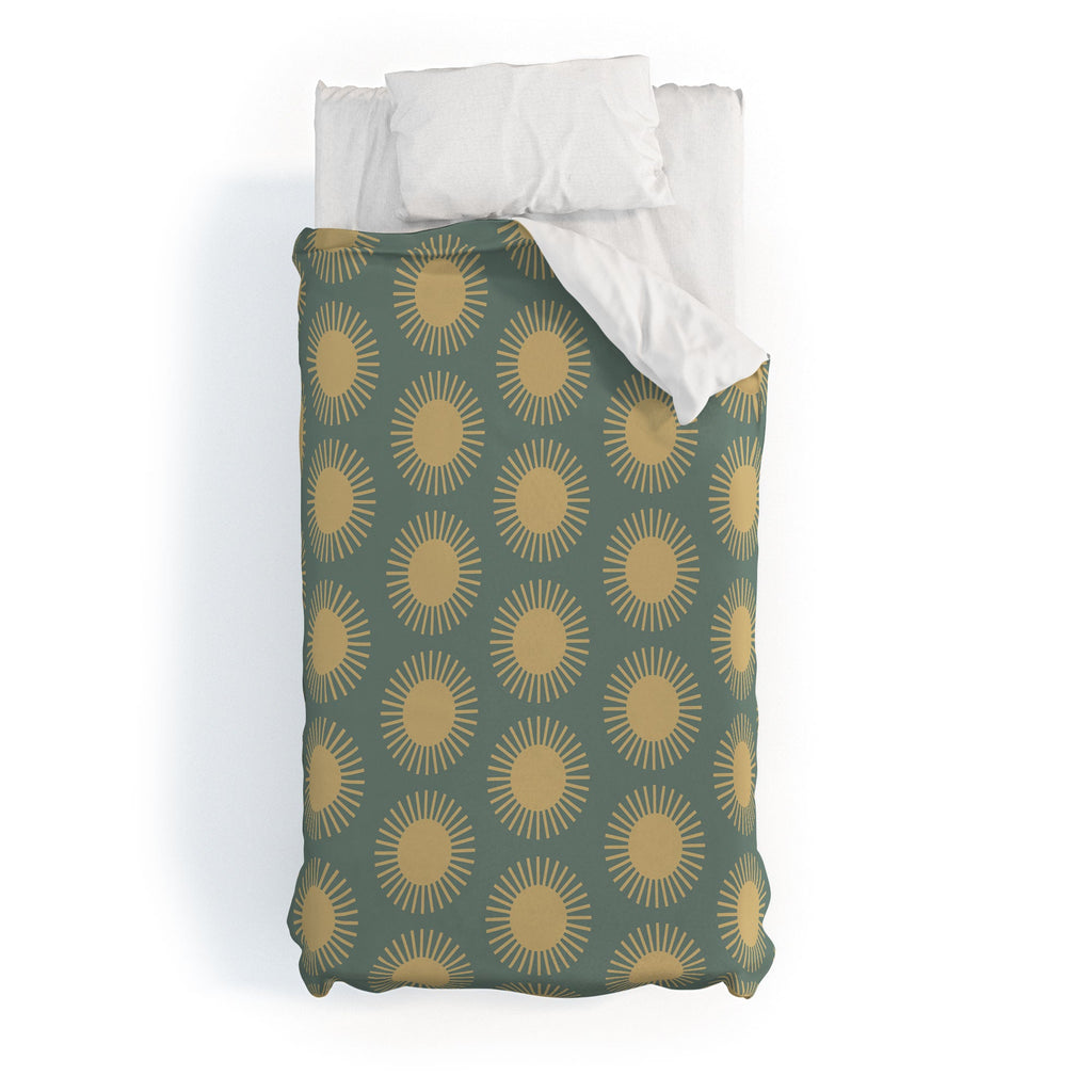 Colour Poems Cheerful Sun Pattern Sage Duvet Cover