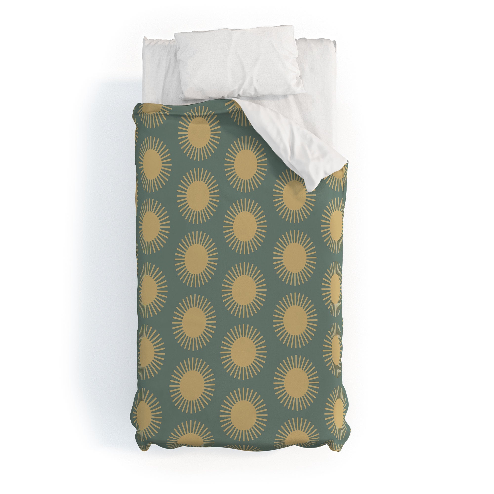 Colour Poems Cheerful Sun Pattern Sage Duvet Cover