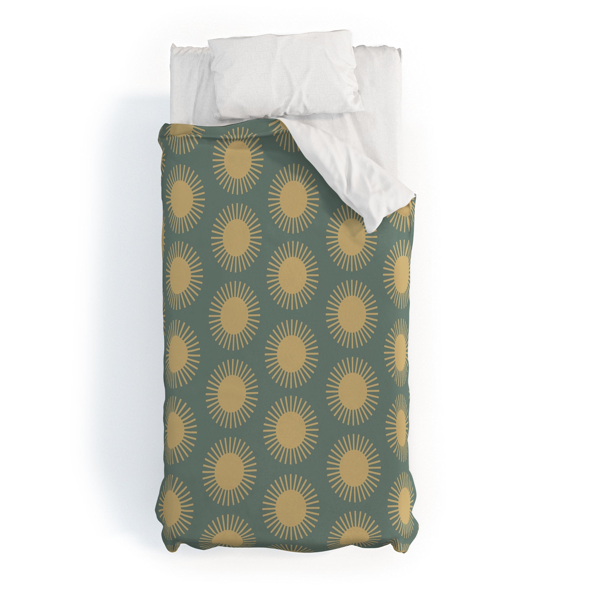 Colour Poems Cheerful Sun Pattern Sage Duvet Cover