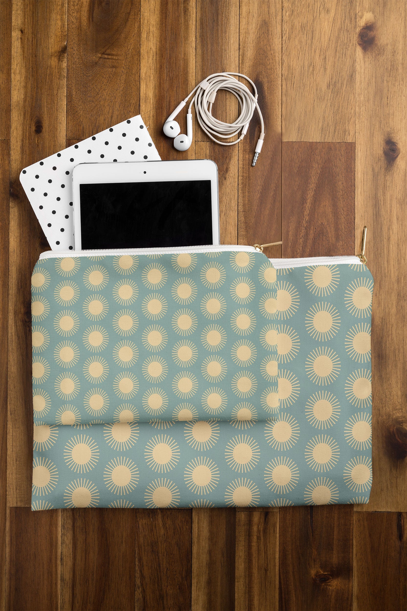 Colour Poems Cheerful Sun Pattern Sage Pouch