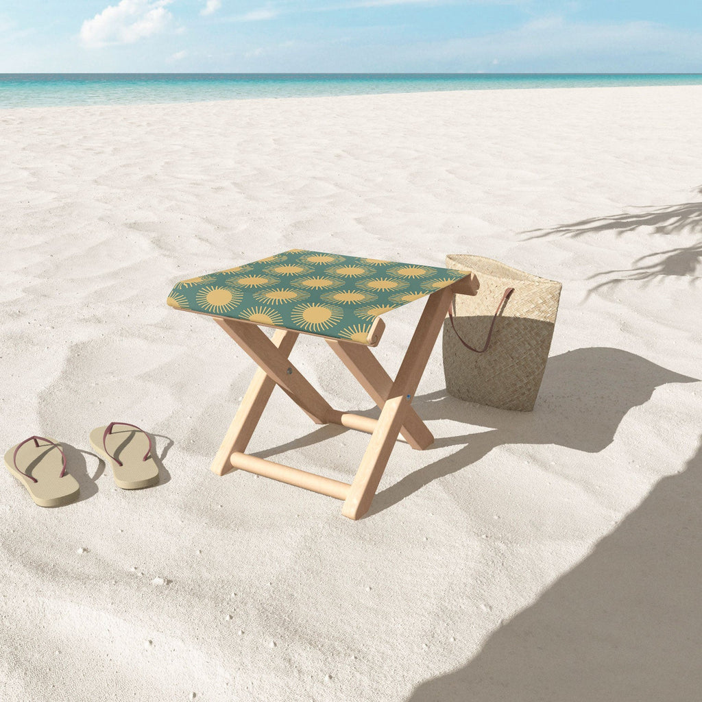 Colour Poems Cheerful Sun Pattern Sage Folding Stool