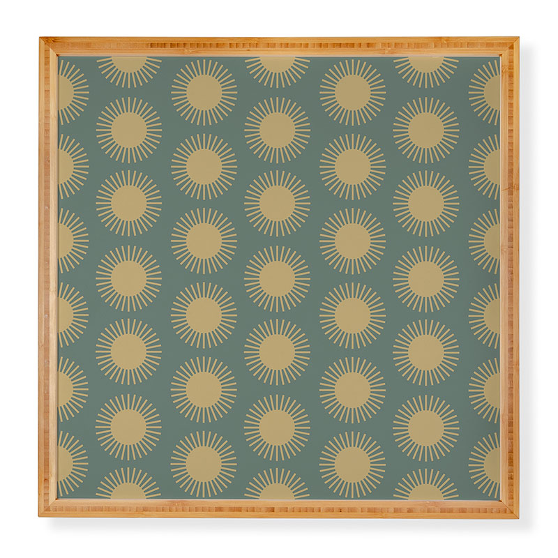 Colour Poems Cheerful Sun Pattern Sage Framed Wall Art