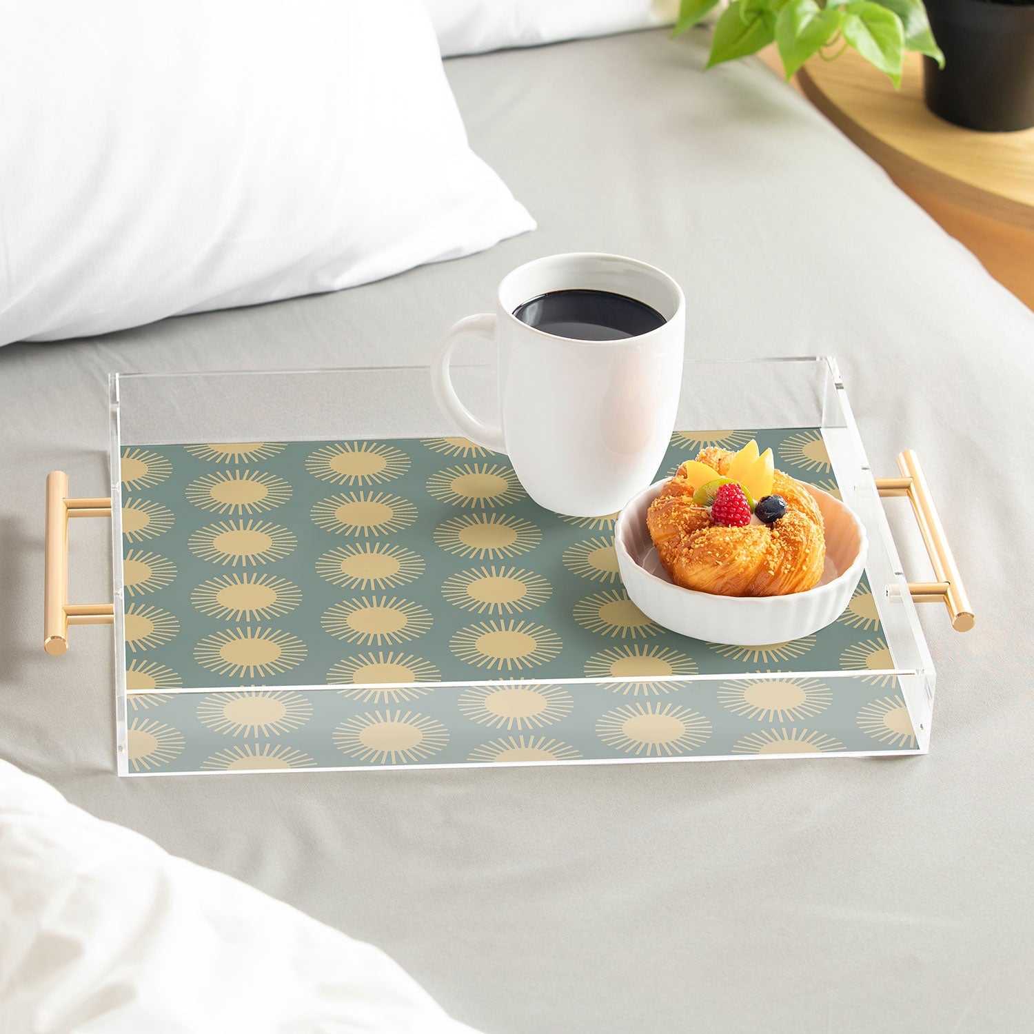 Colour Poems Cheerful Sun Pattern Sage Acrylic Tray