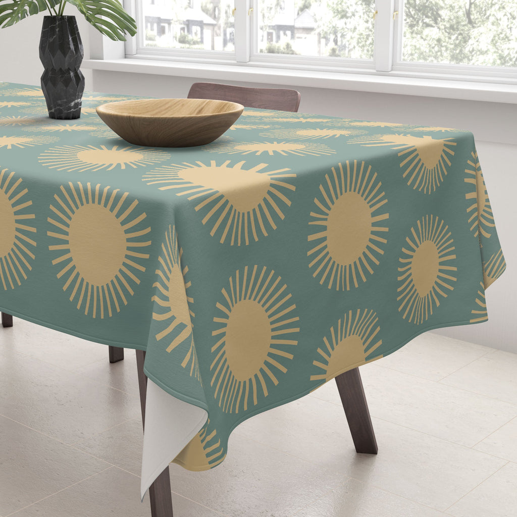 Colour Poems Cheerful Sun Pattern Sage Tablecloth