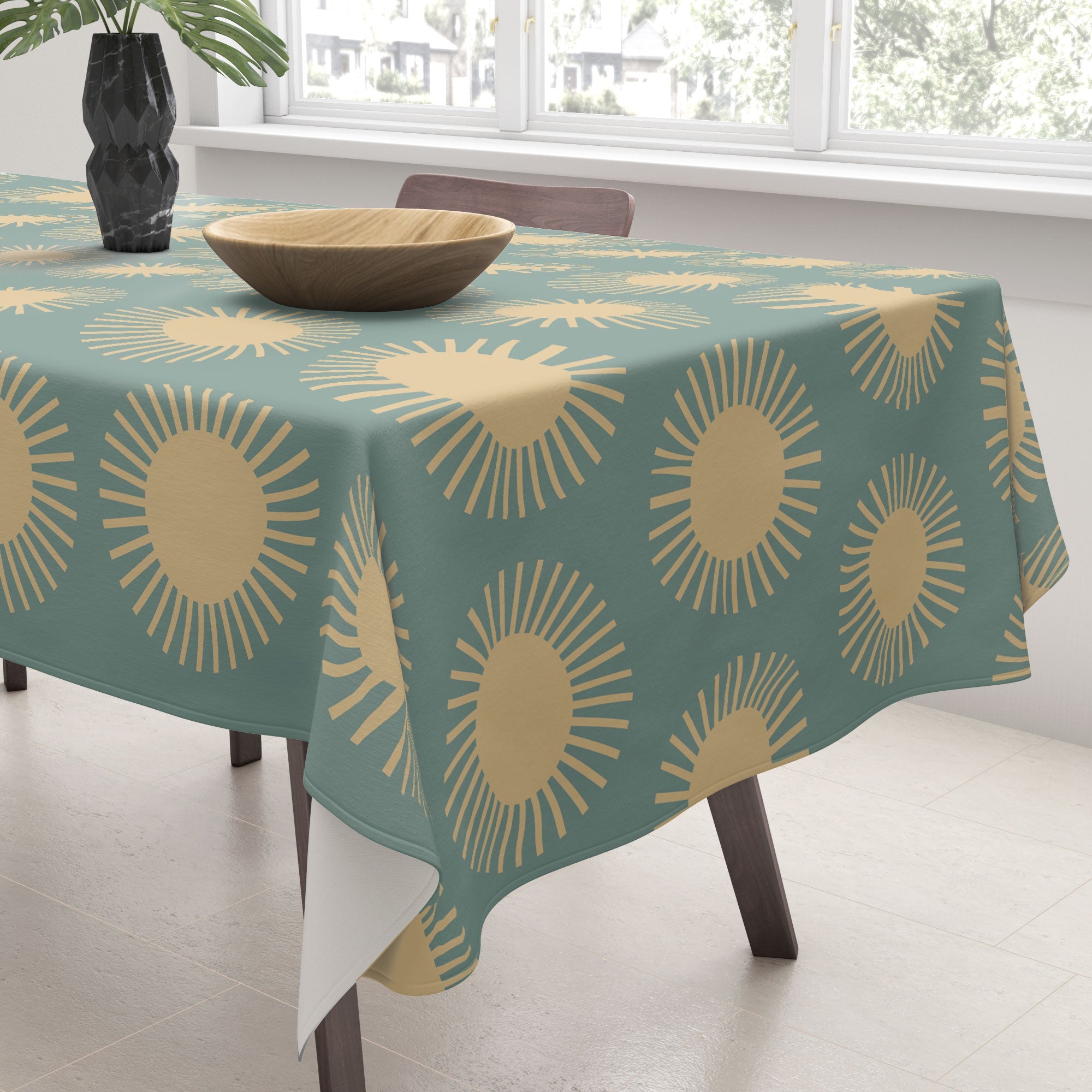 Colour Poems Cheerful Sun Pattern Sage Tablecloth
