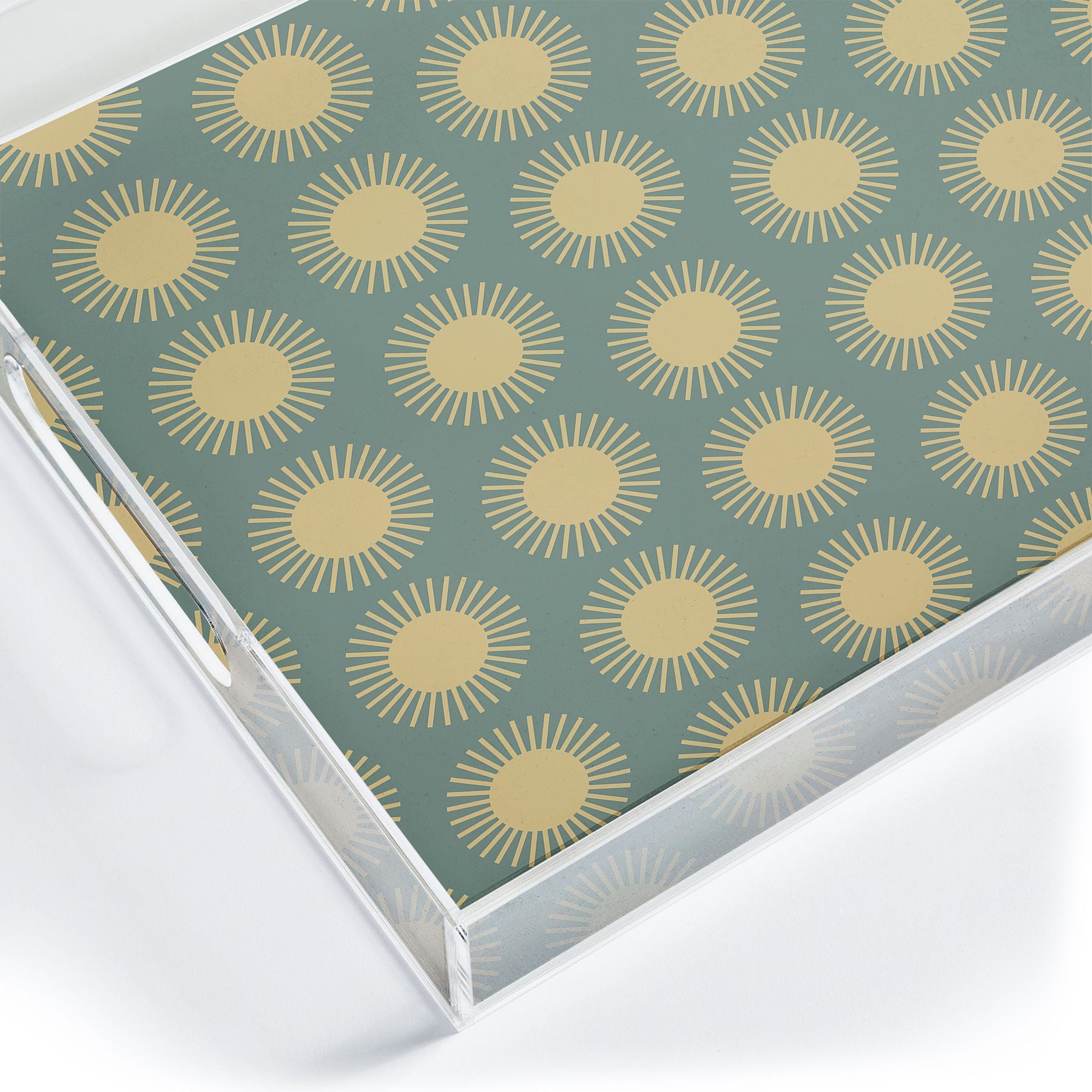 Colour Poems Cheerful Sun Pattern Sage Acrylic Tray
