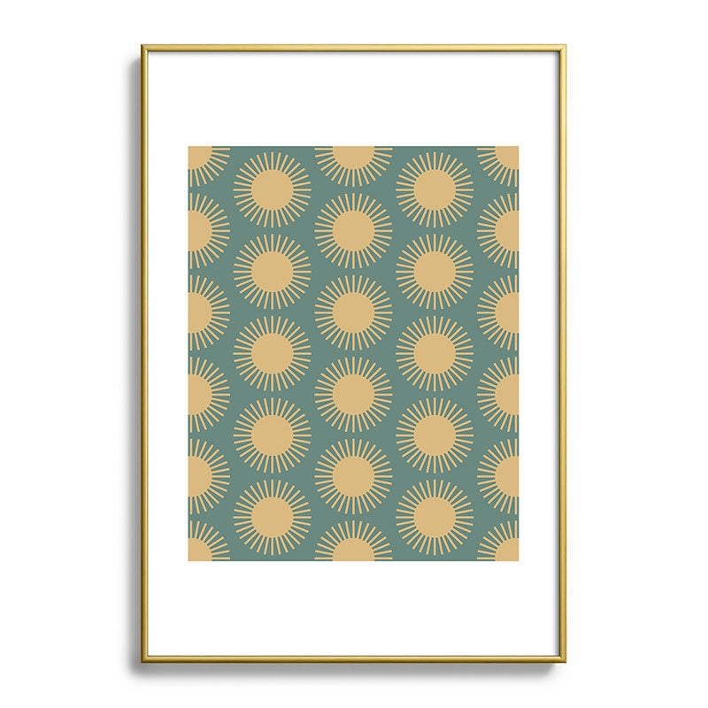Colour Poems Cheerful Sun Pattern Sage Metal Framed Art Print