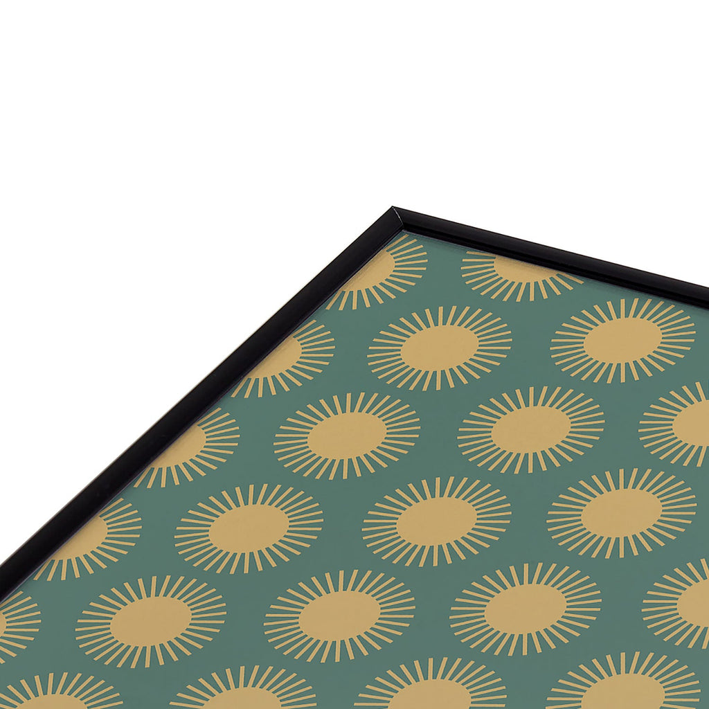 Colour Poems Cheerful Sun Pattern Sage Square Metal Framed Art Print