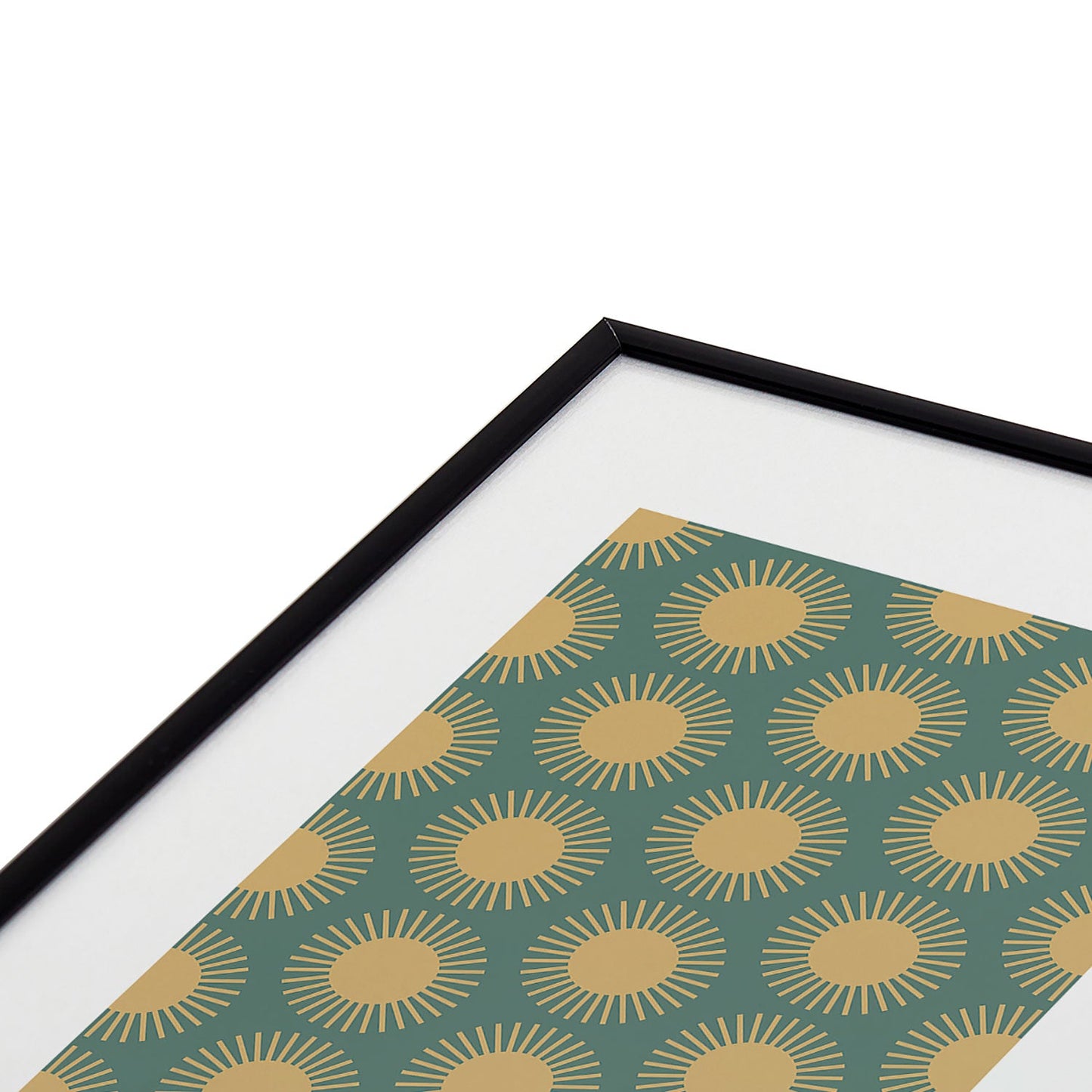 Colour Poems Cheerful Sun Pattern Sage Metal Framed Art Print
