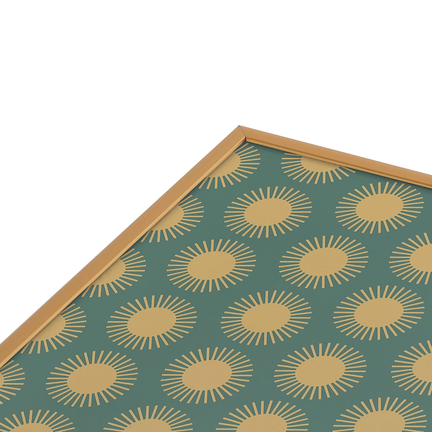 Colour Poems Cheerful Sun Pattern Sage Square Metal Framed Art Print