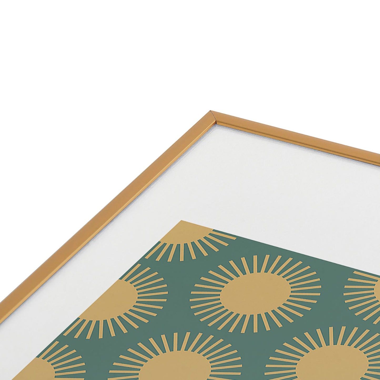 Colour Poems Cheerful Sun Pattern Sage Metal Framed Art Print