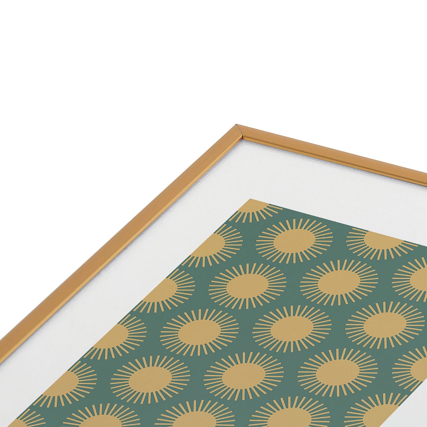Colour Poems Cheerful Sun Pattern Sage Metal Framed Art Print