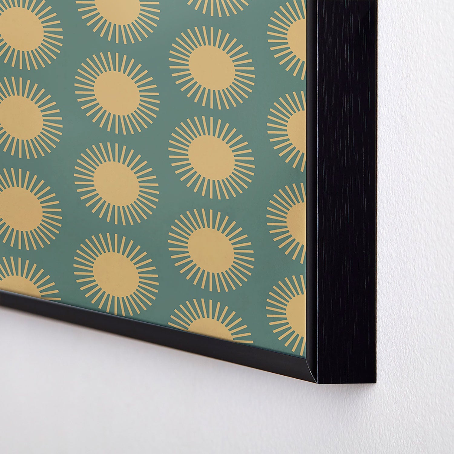 Colour Poems Cheerful Sun Pattern Sage Square Metal Framed Art Print