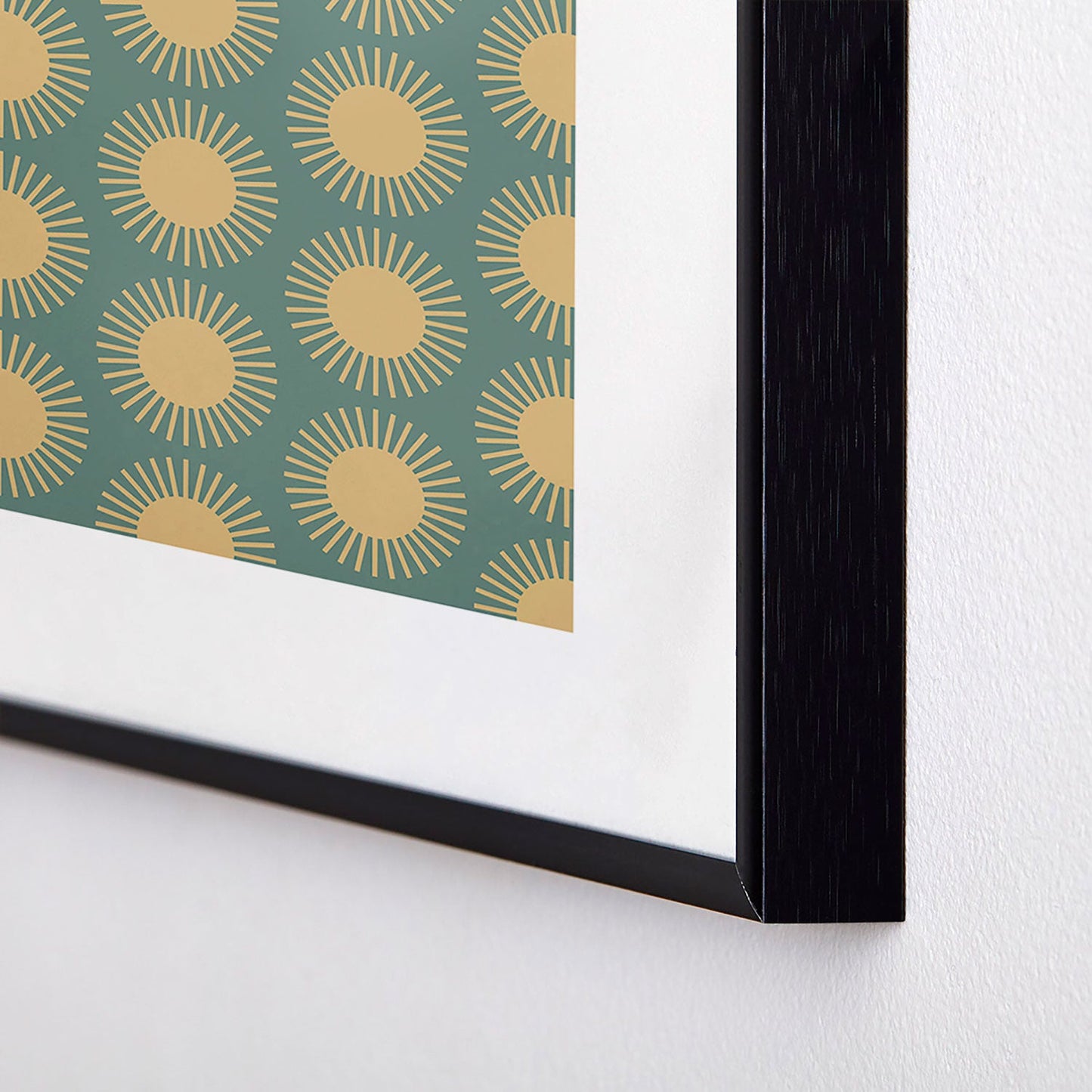 Colour Poems Cheerful Sun Pattern Sage Metal Framed Art Print
