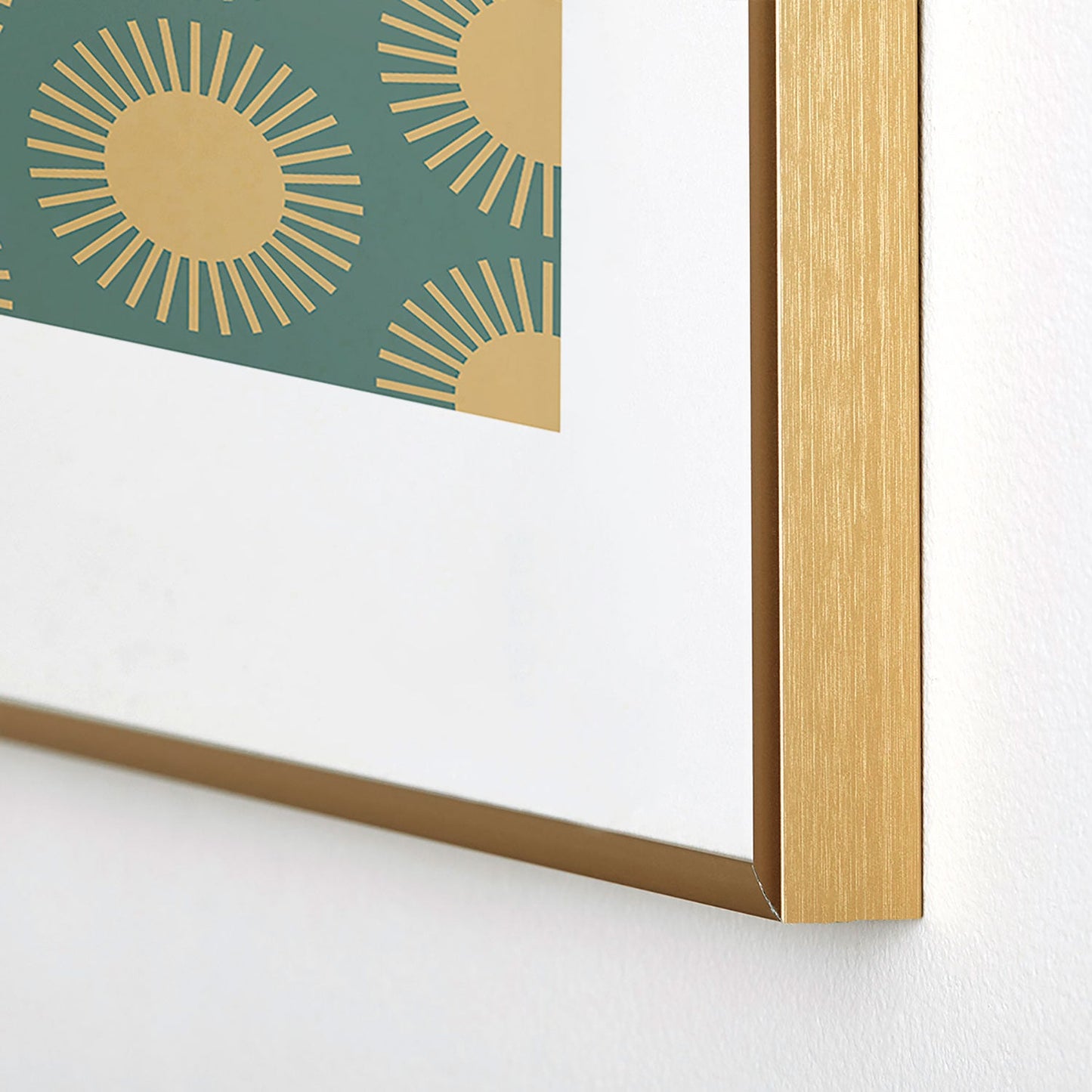 Colour Poems Cheerful Sun Pattern Sage Metal Framed Art Print
