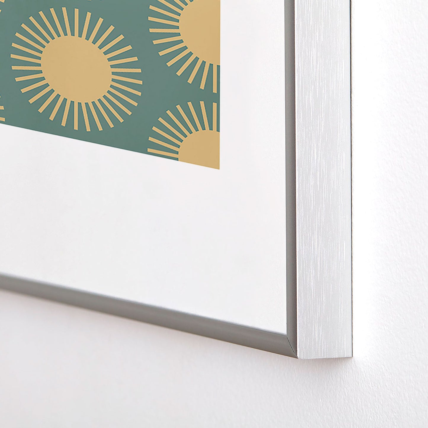 Colour Poems Cheerful Sun Pattern Sage Metal Framed Art Print