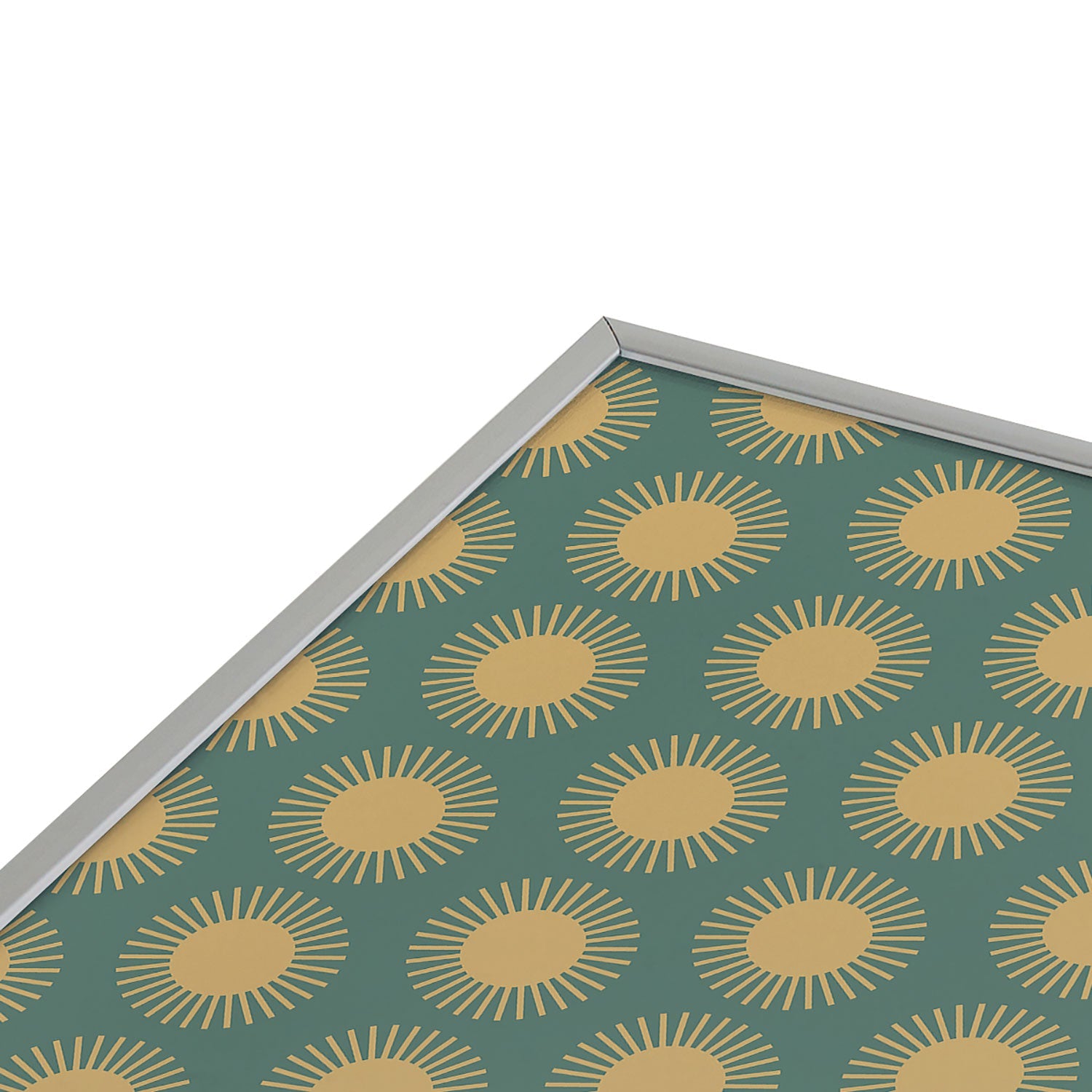 Colour Poems Cheerful Sun Pattern Sage Square Metal Framed Art Print