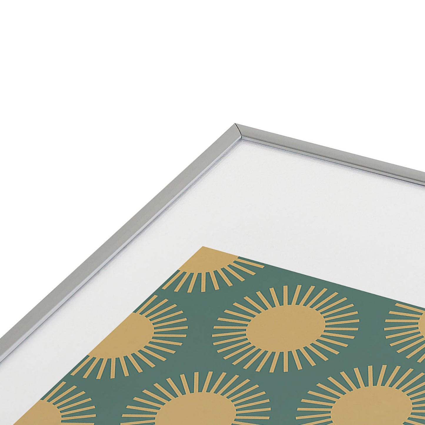 Colour Poems Cheerful Sun Pattern Sage Metal Framed Art Print