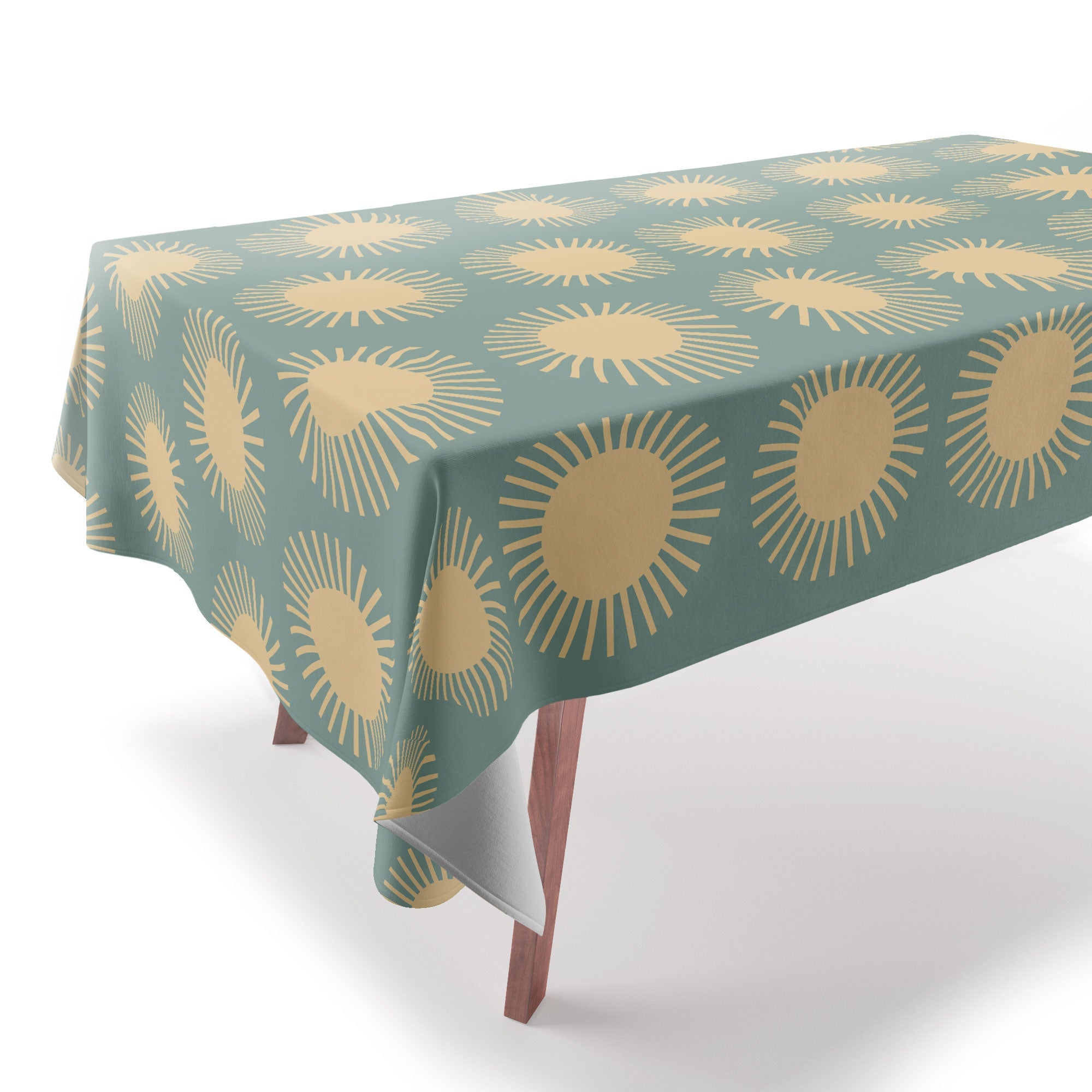 Colour Poems Cheerful Sun Pattern Sage Tablecloth