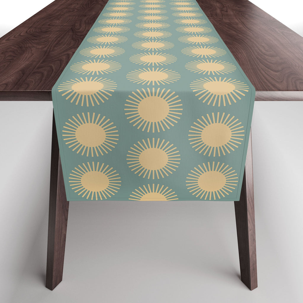 Colour Poems Cheerful Sun Pattern Sage Table Runner