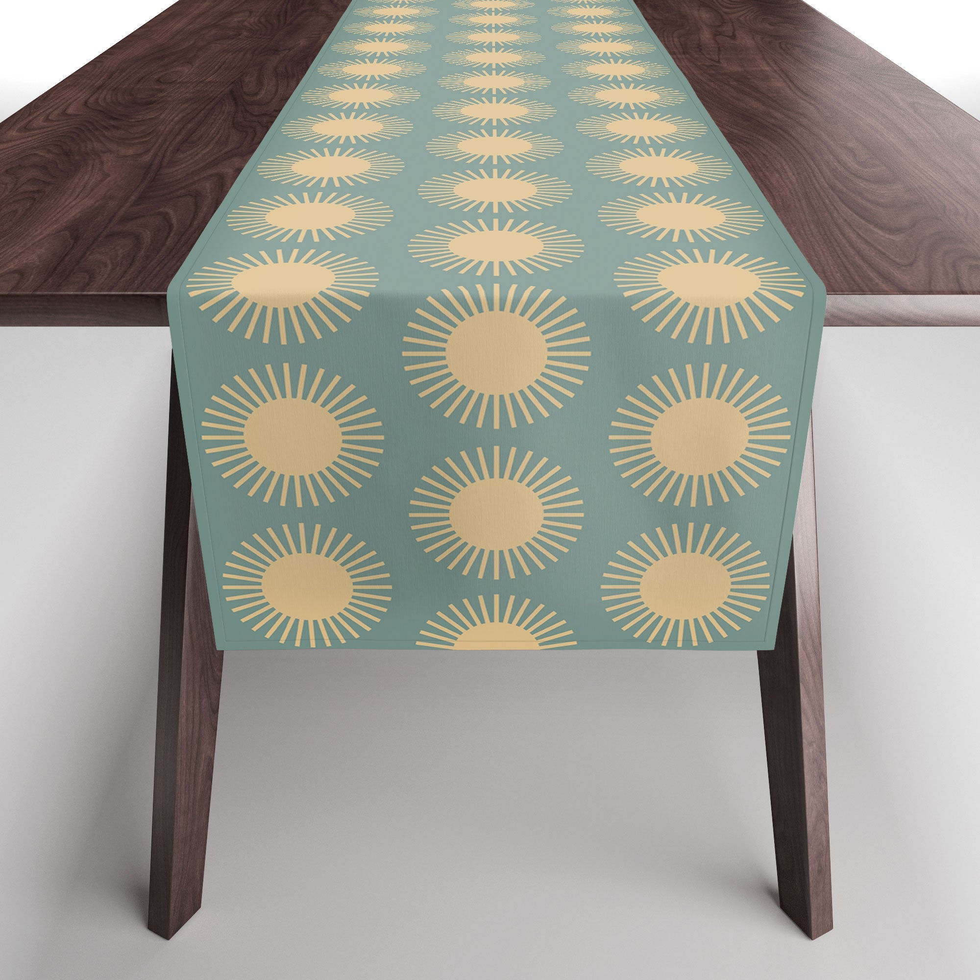 Colour Poems Cheerful Sun Pattern Sage Table Runner