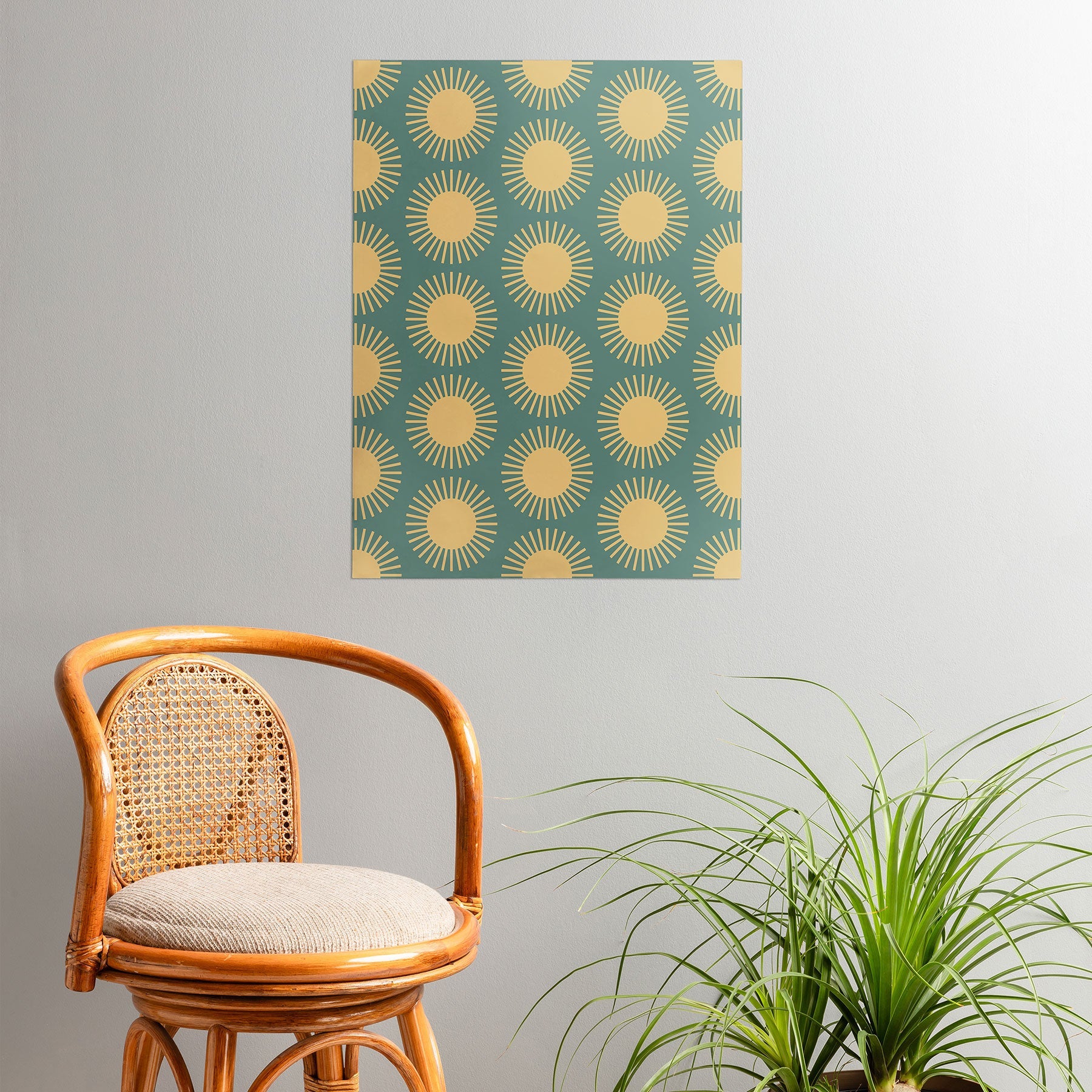 Colour Poems Cheerful Sun Pattern Sage Poster