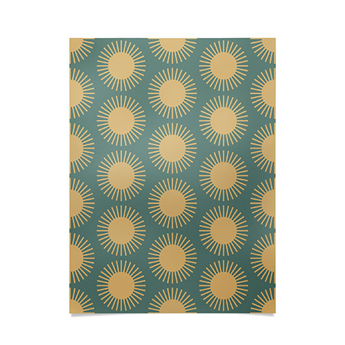 Colour Poems Cheerful Sun Pattern Sage Poster