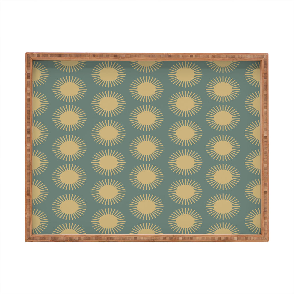 Colour Poems Cheerful Sun Pattern Sage Rectangular Tray