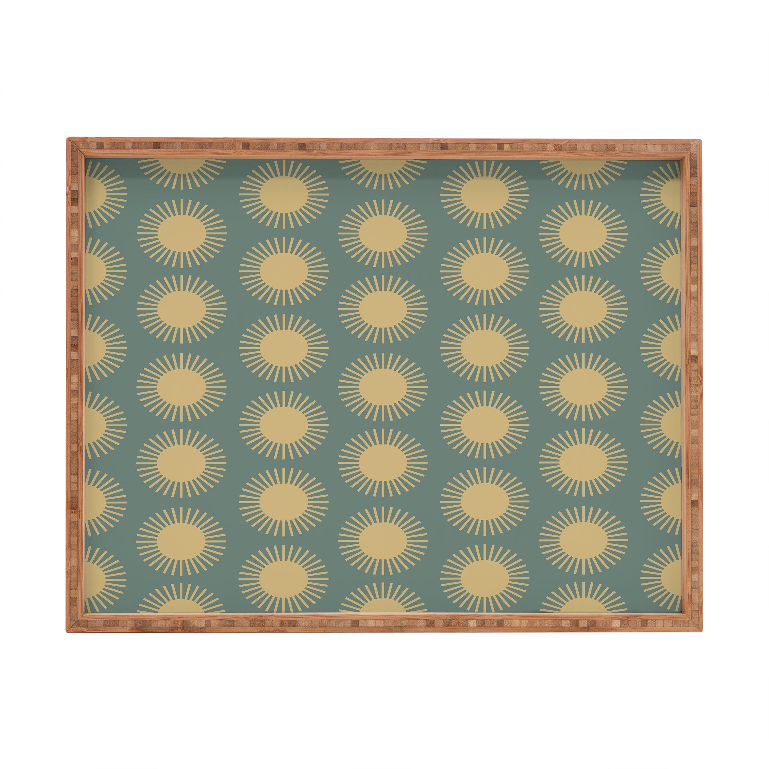 Colour Poems Cheerful Sun Pattern Sage Rectangular Tray