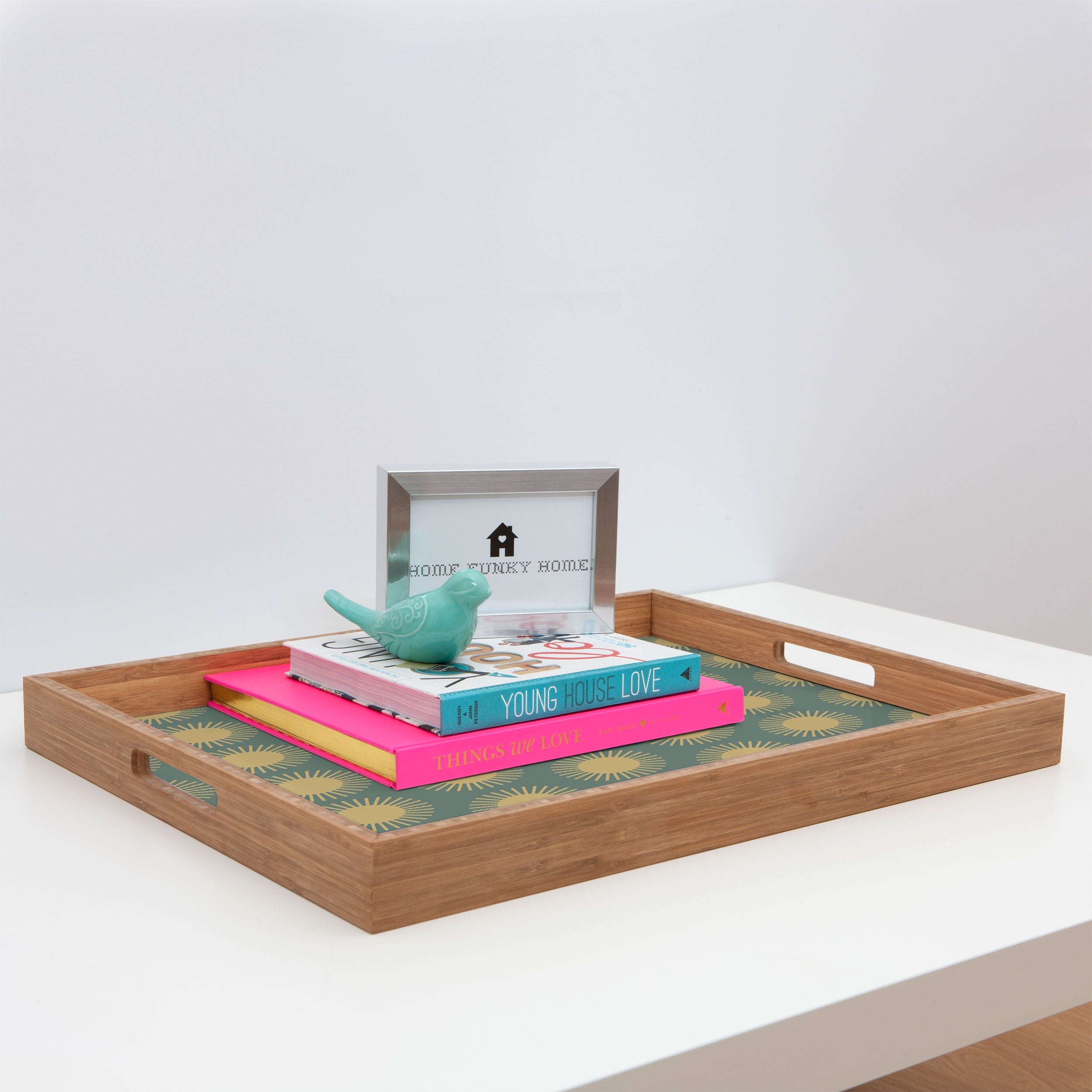 Colour Poems Cheerful Sun Pattern Sage Rectangular Tray