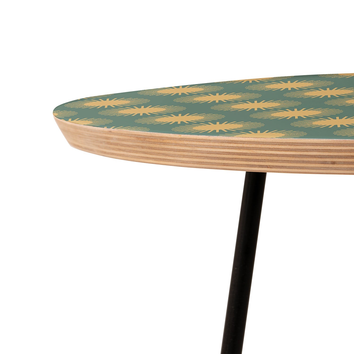Colour Poems Cheerful Sun Pattern Sage Round Side Table