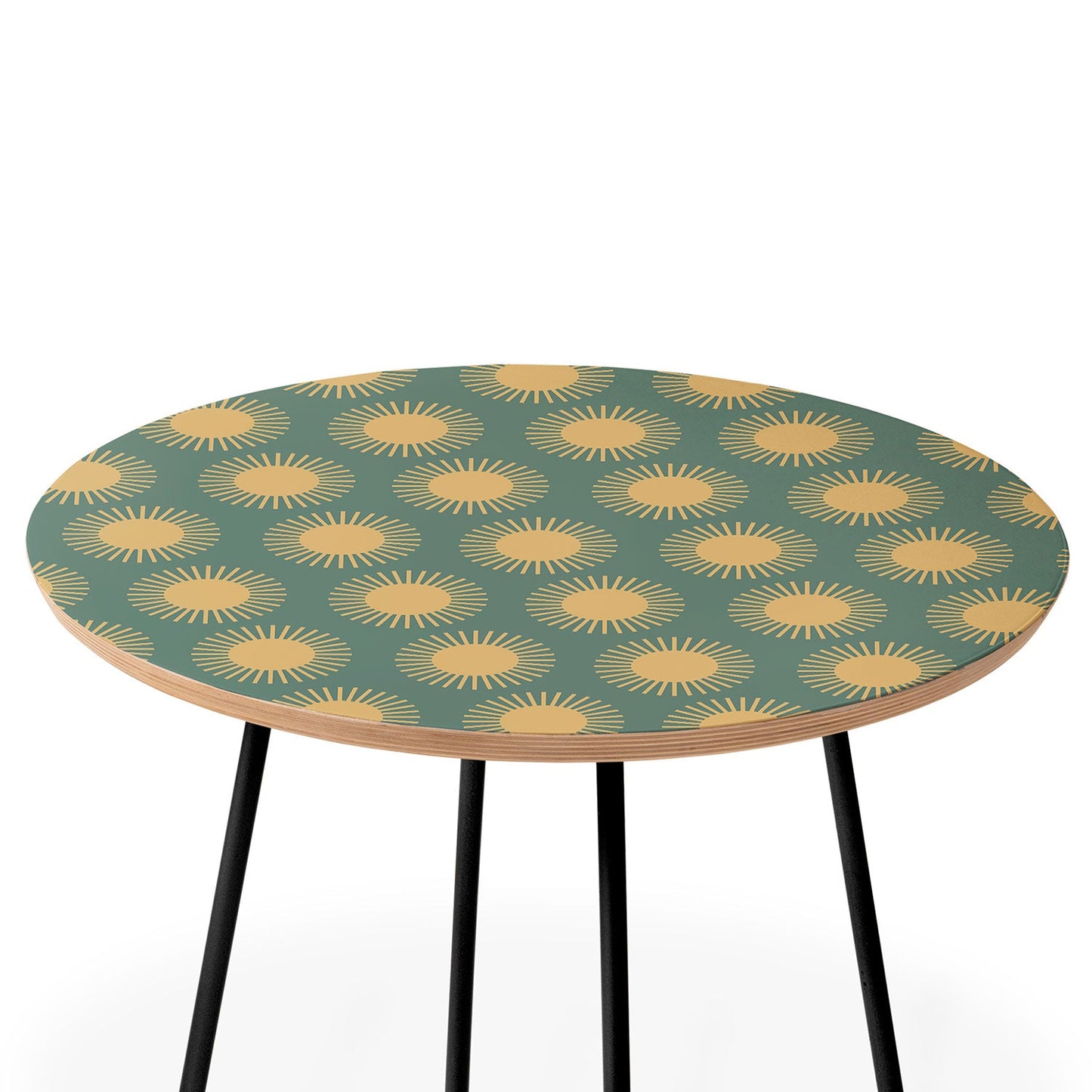 Colour Poems Cheerful Sun Pattern Sage Round Side Table