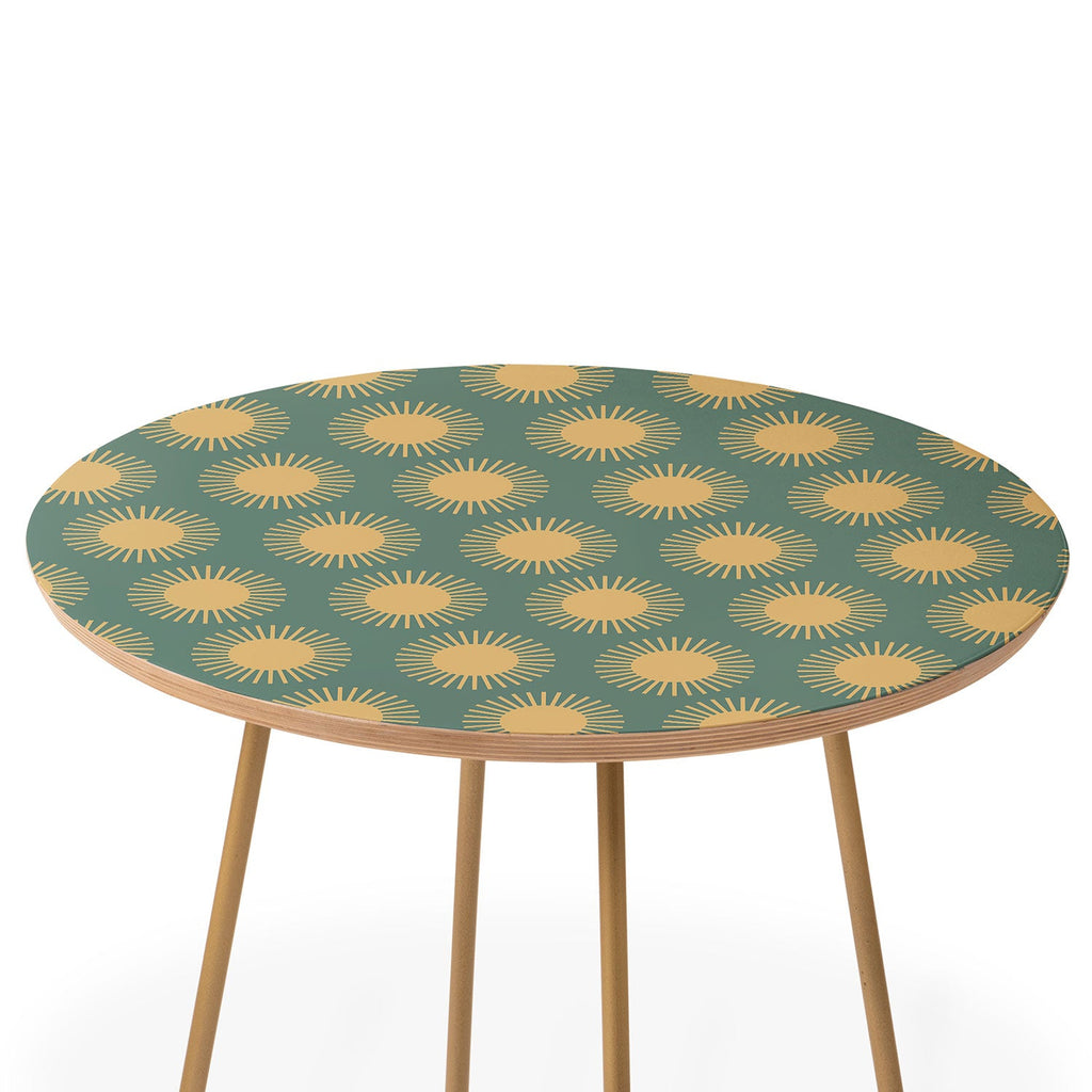 Colour Poems Cheerful Sun Pattern Sage Round Side Table