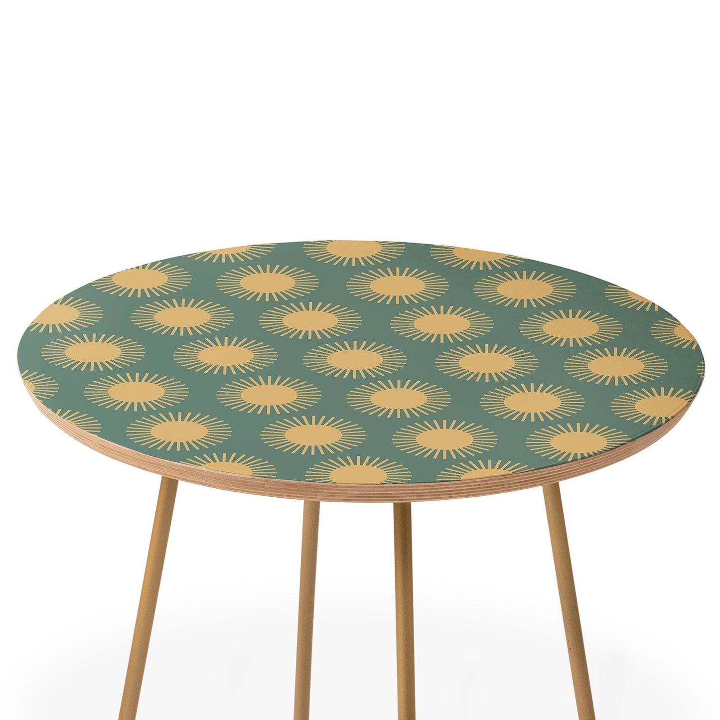 Colour Poems Cheerful Sun Pattern Sage Round Side Table